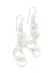 Sterling Silver Teardrop Cascading Drop Earrings, Clear