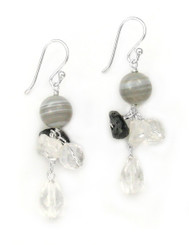 Sterling Silver Stone Cluster and Drop Earrings, Clear