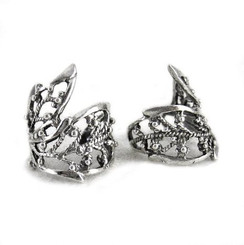 Sterling Silver Filigree Ornate Leaf Ear Cuff, One Piece