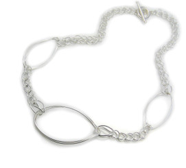 Sterling Silver Doubled Hand-made Twisty Ovals on Handmade Chain Necklace