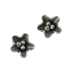 Sterling Silver Hilltribe Flower Stud Post Earrings