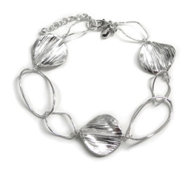Sterling Silver Oval Link Round Charm Link Bracelet