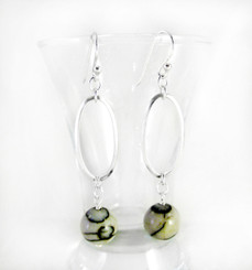 Round Zebra Jasper on Beveled Oval Earrings