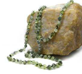 Long Strand of Knotted 8mm Round Stone Necklace, Prehnite