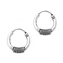 Sterling Silver Coil Design Hoop Earrings, 10 MM
