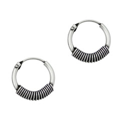Sterling Silver Coil Design Hoop Earrings, 12 MM