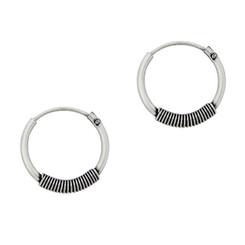 Sterling Silver Coil Design Hoop Earrings, 16 MM