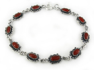 Sterling Silver Stone Charm Link Bracelet, Carnelian