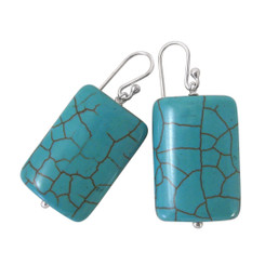 Sterling Silver Bold Blue Howlite Drop Earrings
