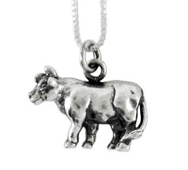 Sterling Silver Chinese Zodiac Ox Charm Necklace