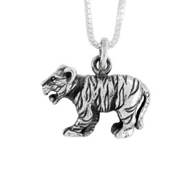 Sterling Silver Chinese Zodiac Tiger Charm Necklace