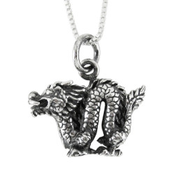 Sterling Silver Chinese Zodiac Dragon Charm Necklace