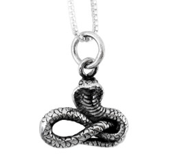 Sterling Silver Chinese Zodiac Snake Charm Necklace