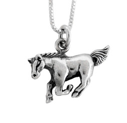 Sterling Silver Chinese Zodiac Horse Charm Necklace