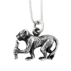 Sterling Silver Chinese Zodiac Monkey Charm Necklace