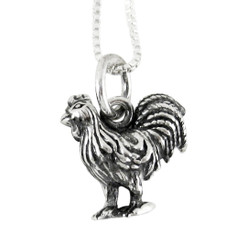 Sterling Silver Chinese Zodiac Rooster Charm Necklace