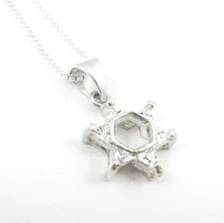 Star of David Sterling Silver and Crystal Necklace, Clear