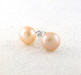 Sterling Silver 10-11 mm Cultured Pearl Stud Post Earrings, Champagne