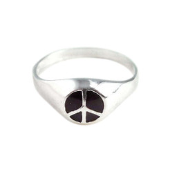 Sterling Silver Enameled Peace Sign Ring
