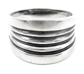 Sterling Silver Stripe Tapered Band Ring