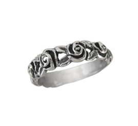 Sterling Silver Band of Roses Ring