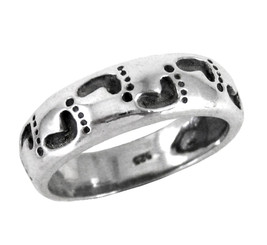 Sterling Silver Footprints Band Ring