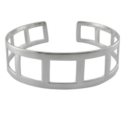 Sterling Silver Cutout Square Cuff Bracelet