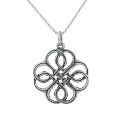 Sterling Silver Celtic Woven Flower Charm Necklace