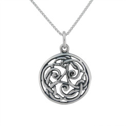 Sterling Silver Celtic Trinity Swirl Charm Necklace