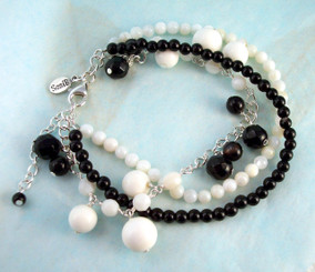 Sterling Silver Multi Strands Stone Bracelet