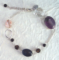 Sterling Silver Stones Link Chain Bracelet