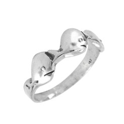 Sterling Silver Two Whales Ring Sized Toe Ring Finger Ring Midi Ring