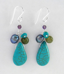 Sterling Silver Aveda Stone Cluster and Drop Earrings