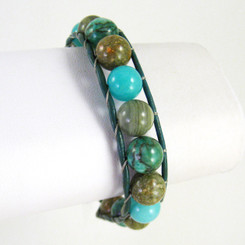 Leather and Stone Single Wrap Adjustable Bracelet, 7.5 - 9"