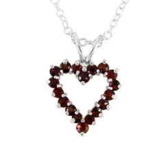 Sterling Silver Garnet Heart on Extendable Chain 16-18