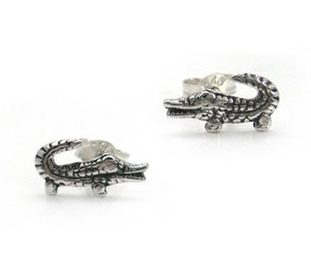 Sterling Silver Crocodile Stud Post Earrings