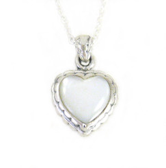 Sterling Silver Sweet Little Heart on Extendable Chain 16-18" Necklace, Mother of Pearl
