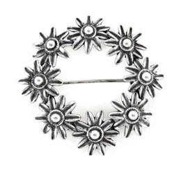 Sterling Silver Flower Burst Wreath Brooch Pin