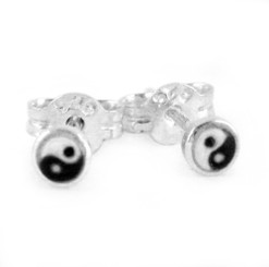 Sterling Silver Yin Yang 3mm Post Earrings