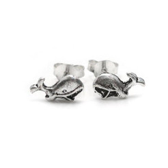 Sterling Silver Cute Whale Stud Post Earrings