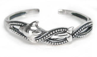 Sterling Silver Dolphin and Waves Cuff Bracelet