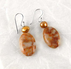 Stone and Pearl Sterling Silver Drop Earrings