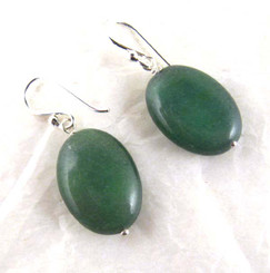 Stone Sterling Silver Drop Earrings, Aventurine