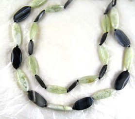 Double Strand Stone Sterling Silver Necklace, Sardonyx Combo