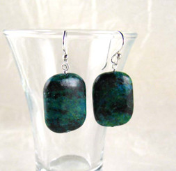 Stone Sterling Silver Drop Earrings, Chrysocolla