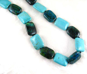 Stone Knotted Strand Sterling Silver Necklace, Chrysocolla Combo