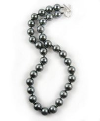 Knotted Simulated Pearls 18-19 Inch Toggle Necklace, Black