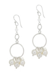 Circle Links Wire-wrapped Pearl and Crystal Earrings