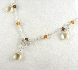 Sterling Silver Chain Stone Drop Earrings, Citrine