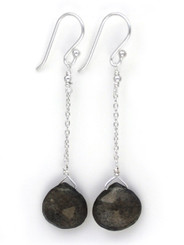Sterling Silver Chain Stone Drop Earrings, Labradorite